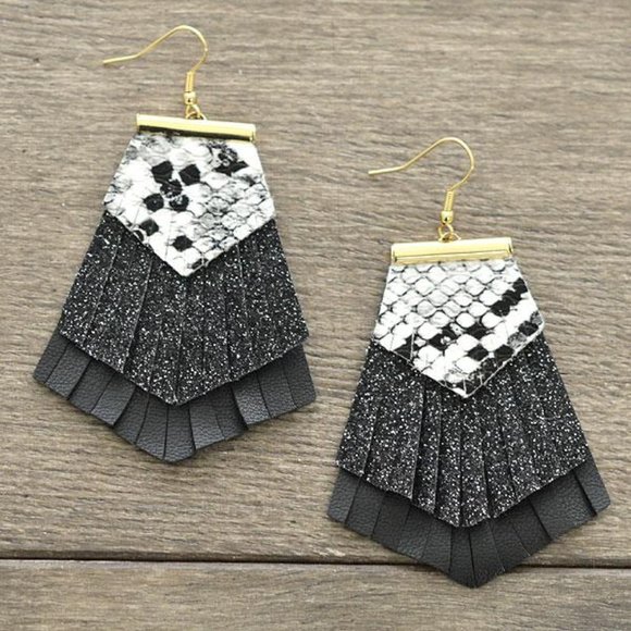 Animal Print Glitter Mix Layered Earrings - Picture 1 of 1